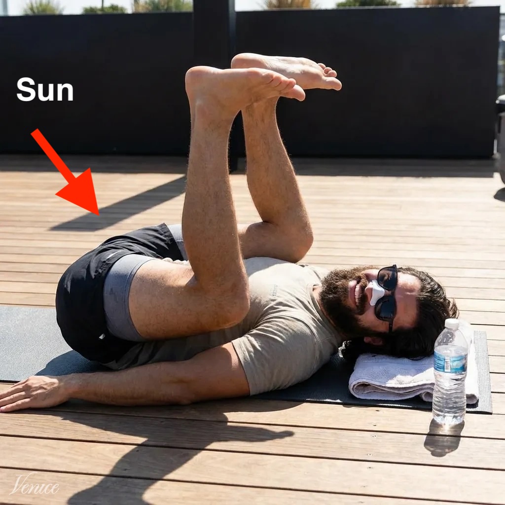 Alex Hermozi doing perineum sunning